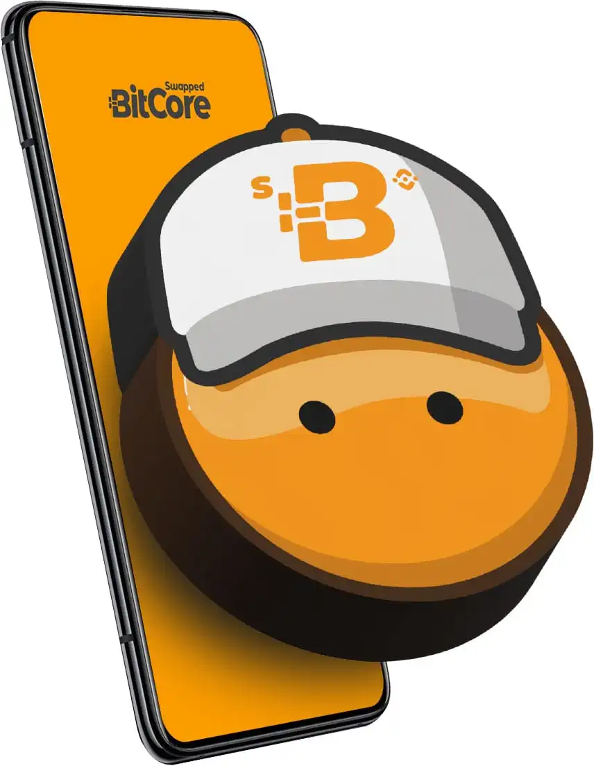Swapped BitCore on a smartphone with the BitCore mascot